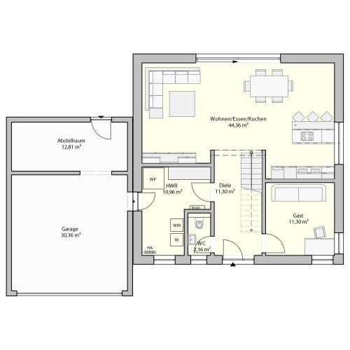 RKR Haustyp | Messehaus Stadtvilla 165 | Erdgeschoss