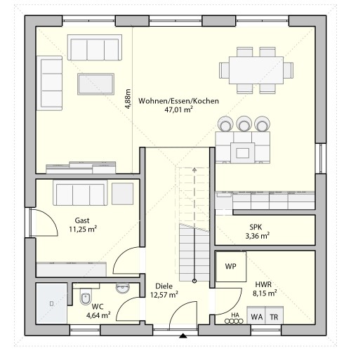 RKR Haustyp | Messehaus Stadtvilla 167 | Erdgeschoss